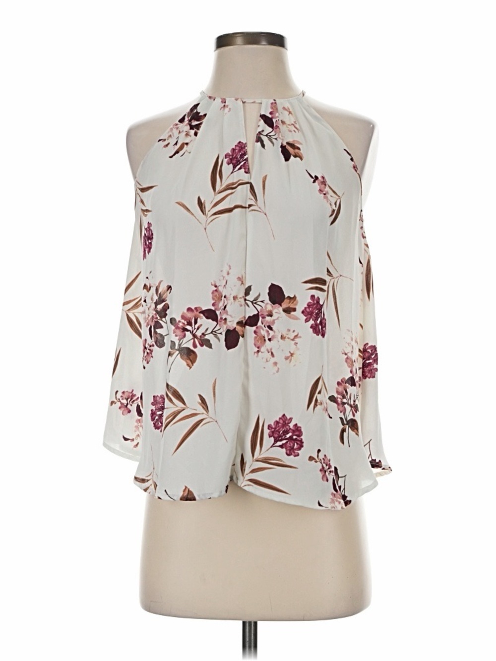 Lush Cream Halter Cami with Pink Floral Print